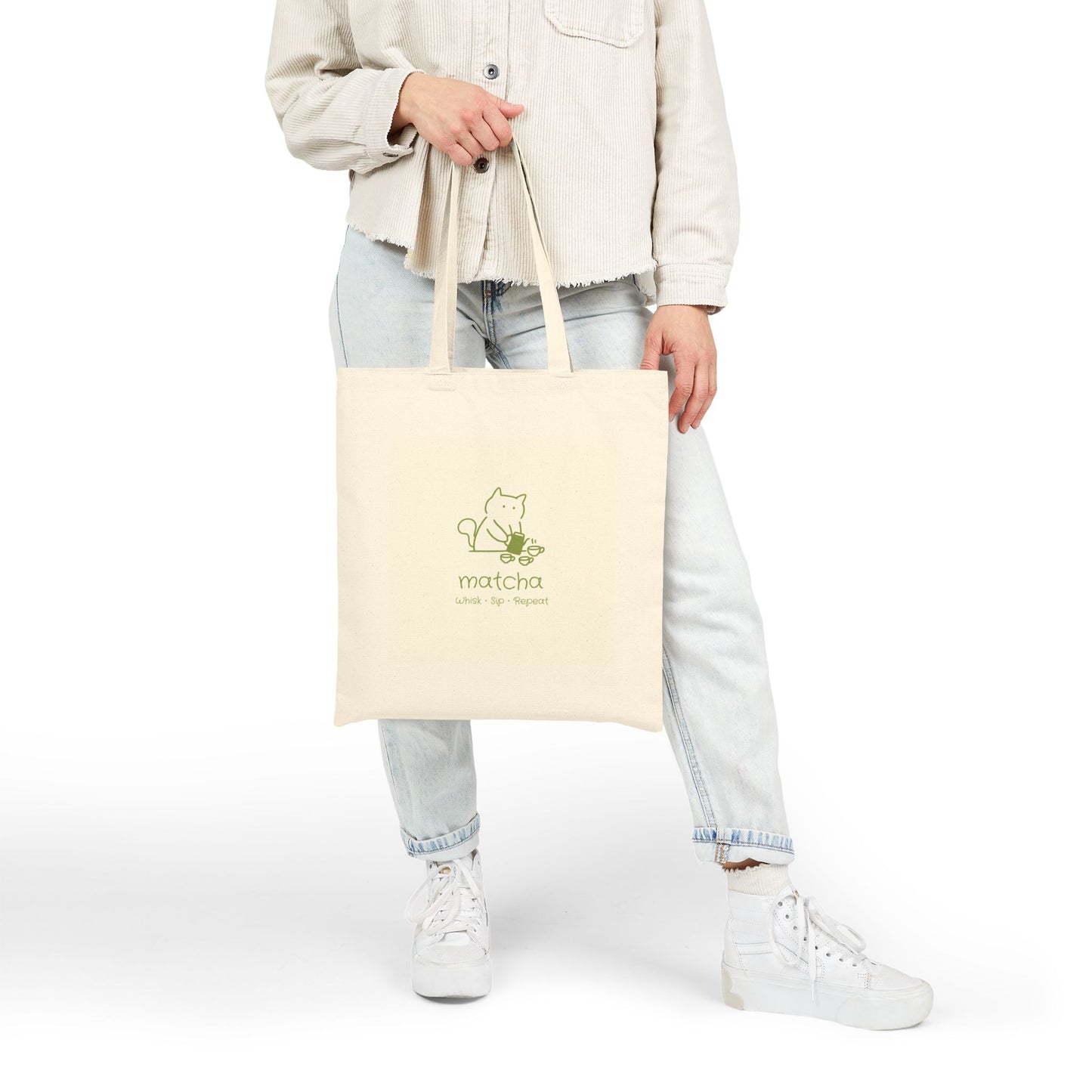 Tote Bag — Cute Matcha Cat Canvas Tote Bag ("matcha")