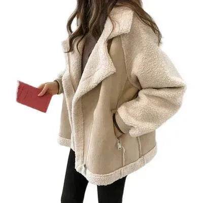 Suede Lamb fleece Velvet Winter Cardigan Jacket for women