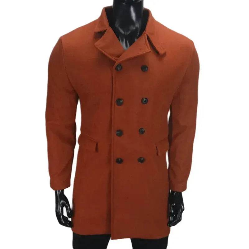 Warm Autumn Winter Lapel Casual long Business Coat for Men