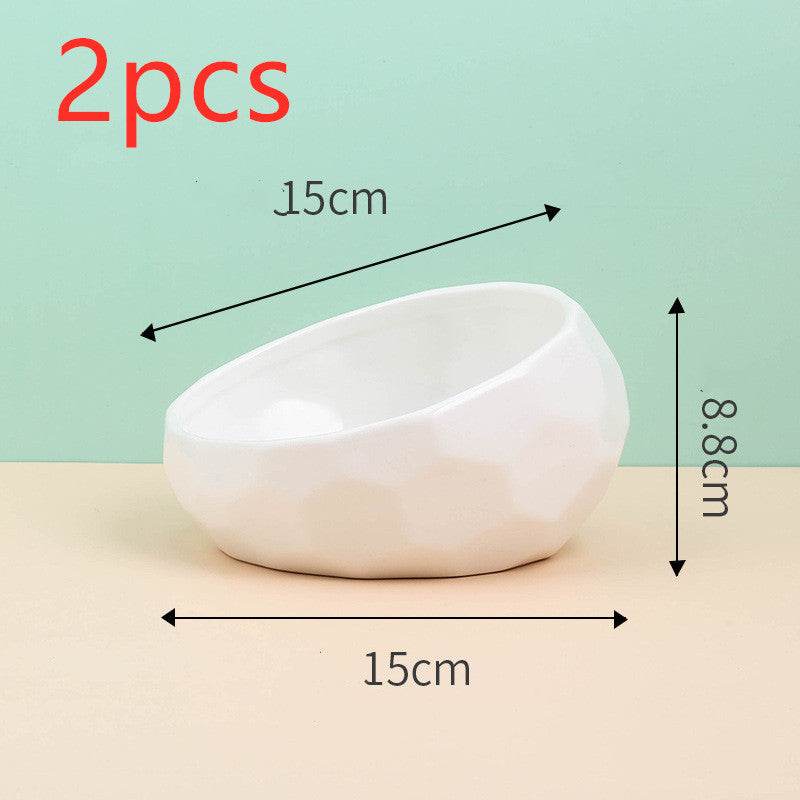 Ceramic Cat Bowl with Angled Mouth – Single & Set Options