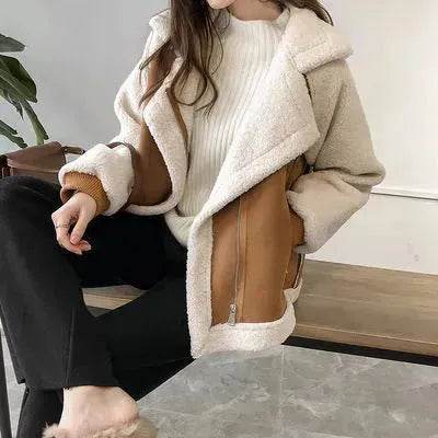 Suede Lamb fleece  Velvet  Winter Cardigan Jacket for women