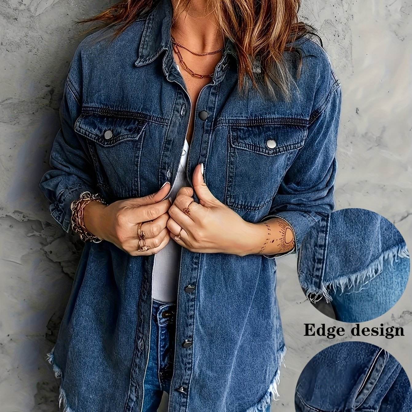 Denim Jacket – Retro Washed Casual Style for Women