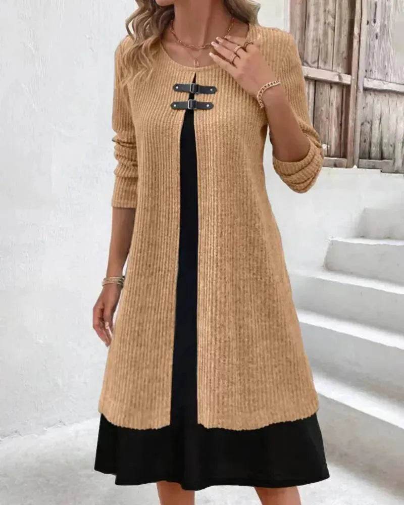 Winter Cashmere  Slim Fit Midi Flared Sweater Dress