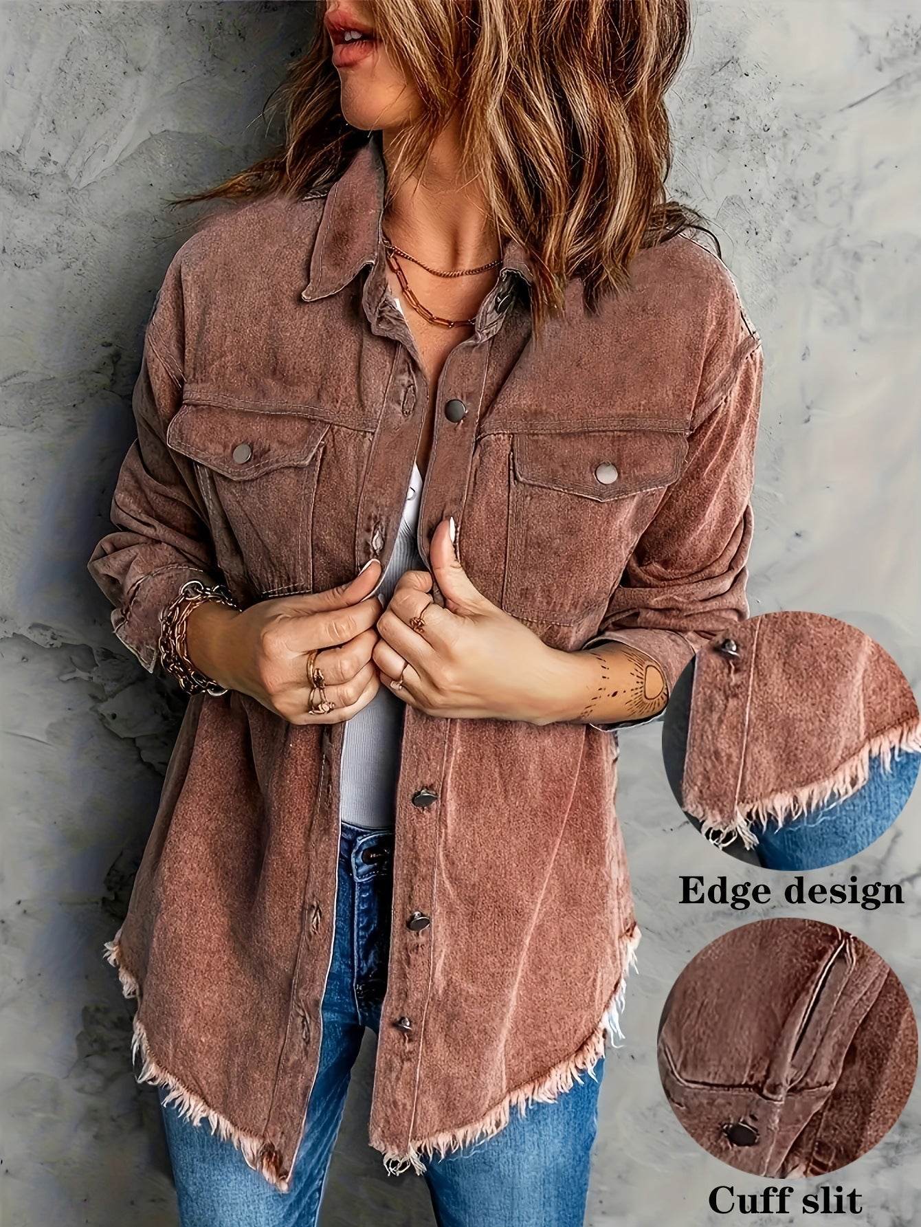 Denim Jacket – Retro Washed Casual Style for Women