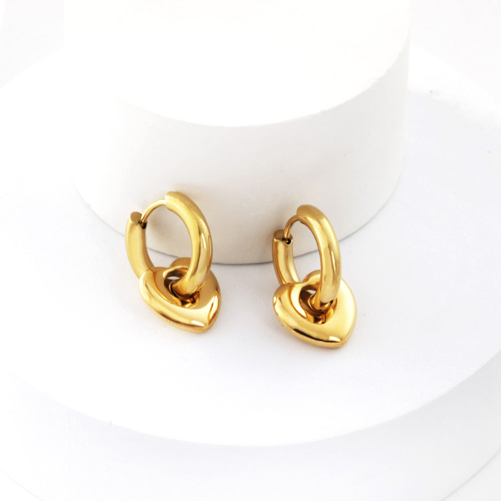 Heartfelt Circle Charm Earrings