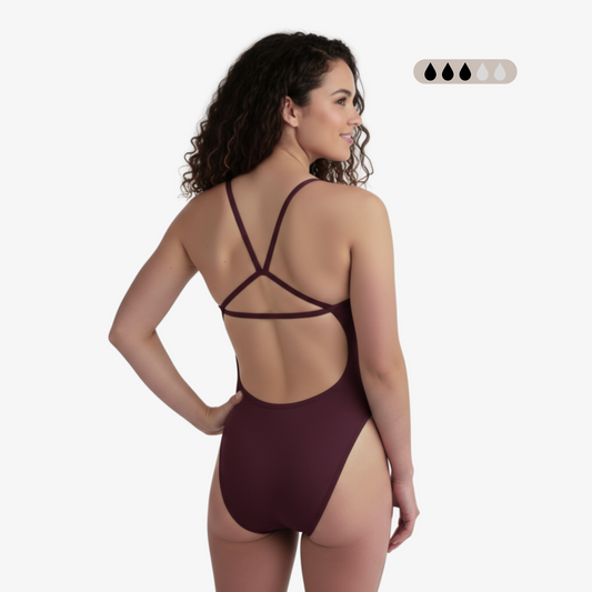 Norca SecureFlo Merlot Open-Back: Period Swimsuit